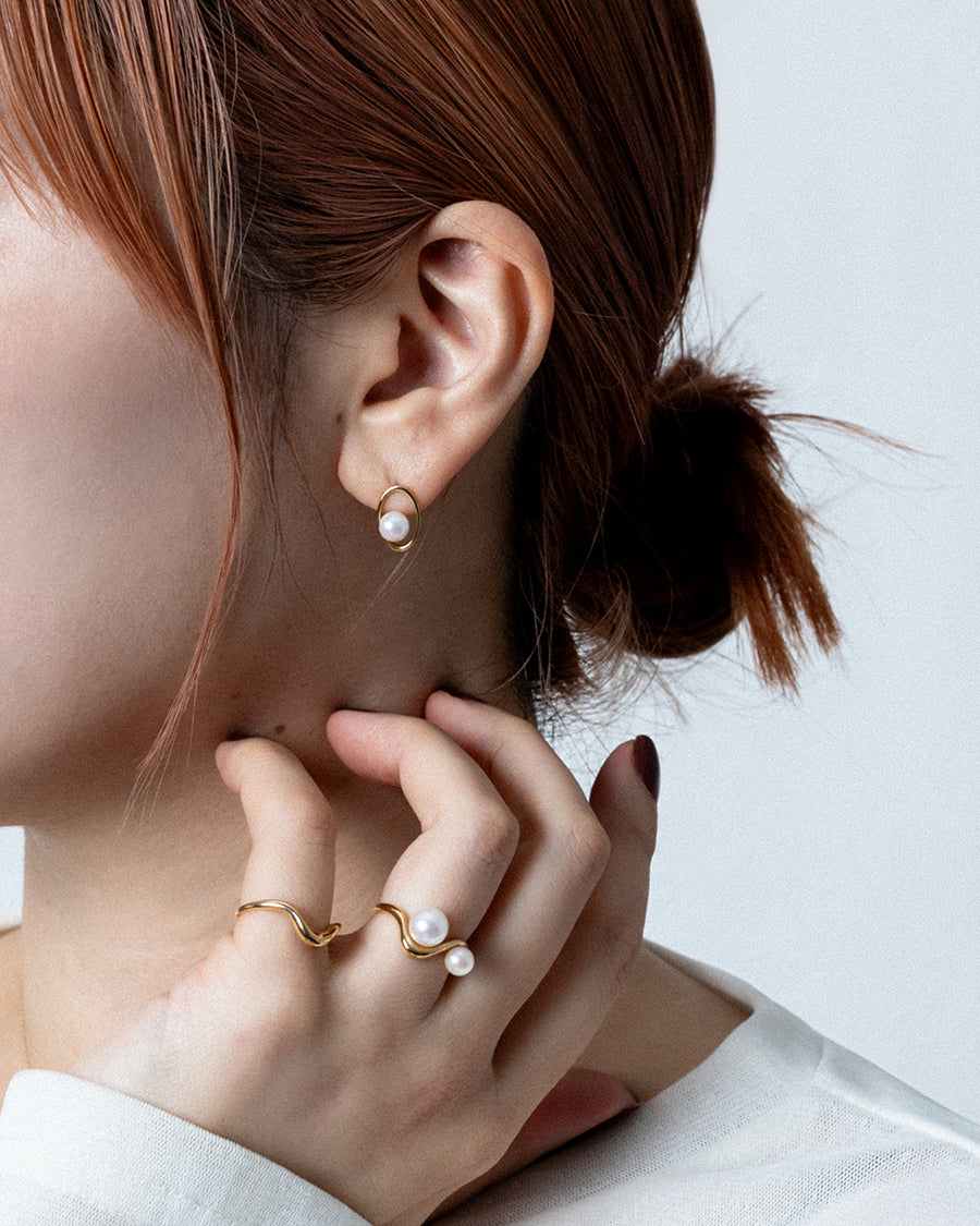 パールピアス K10 Eternal Oval Pearl Pierced Earringエターナル オーバル パール