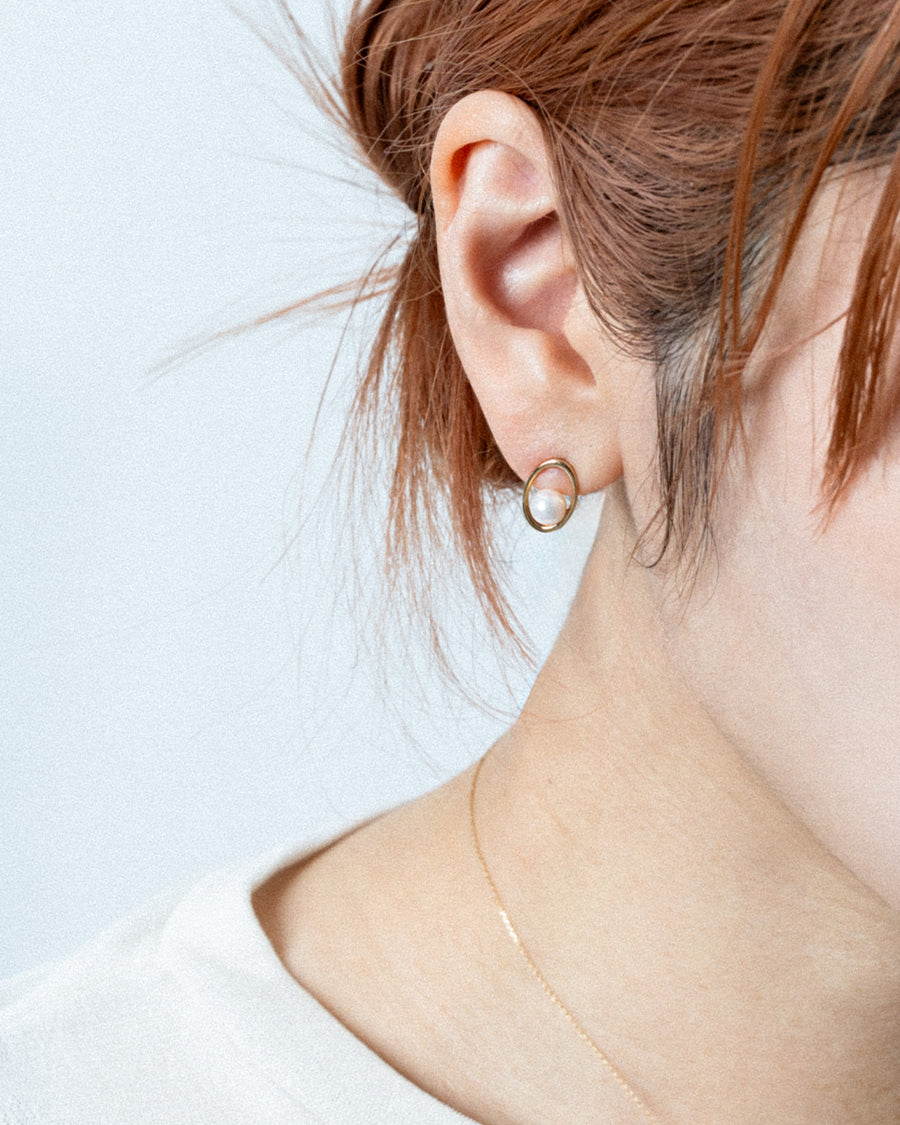 K10 Eternal Oval Pearl Pierced Earringエターナル オーバル パール