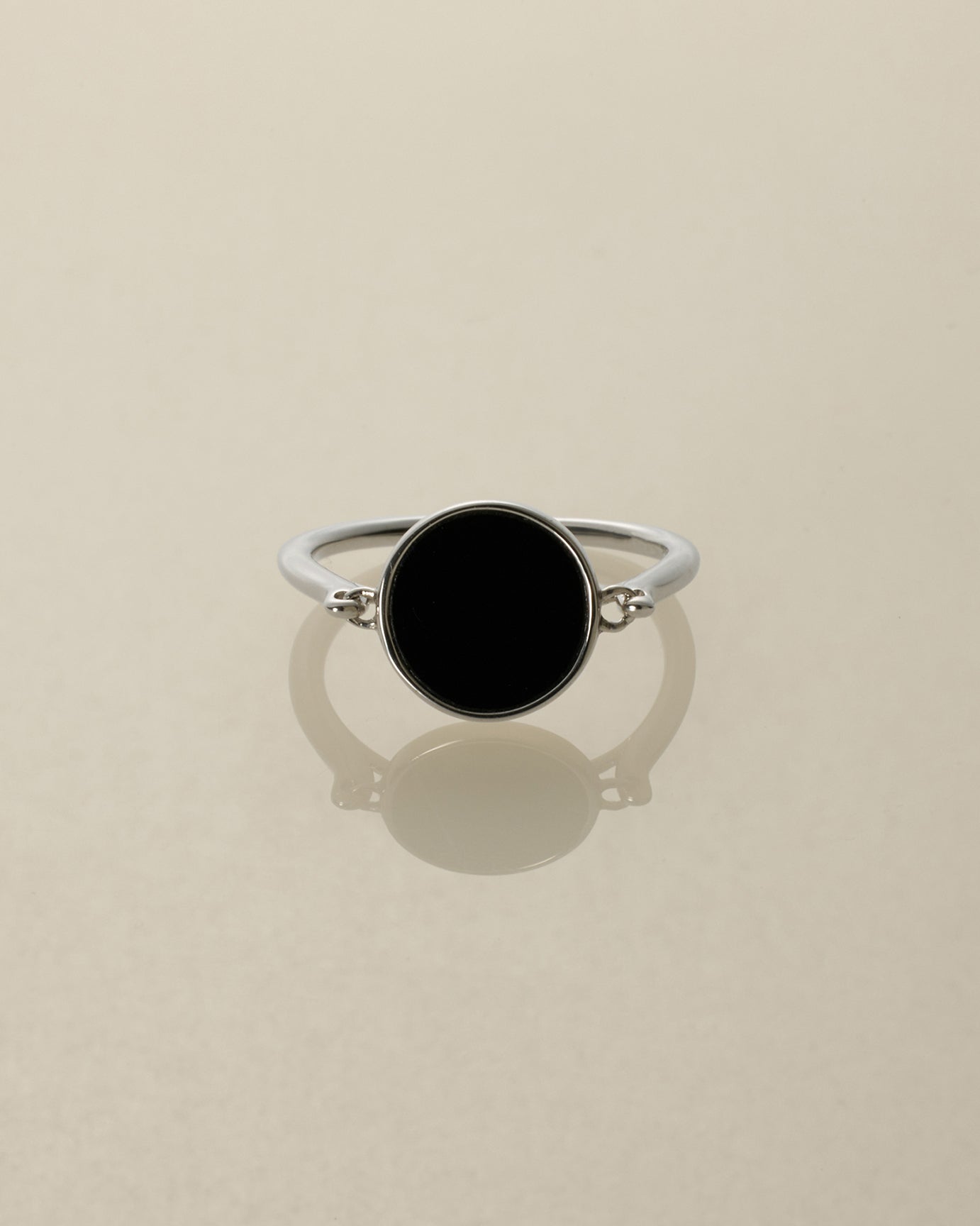 onyx disk ring silver<br>オニキス ディスクリング シルバー