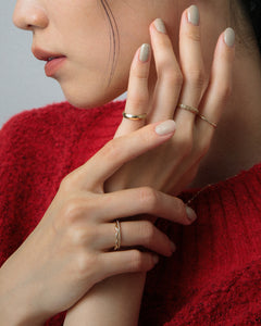 K18 X bamboo stacking ring A<br>クロス バンブー スタッキング リング A