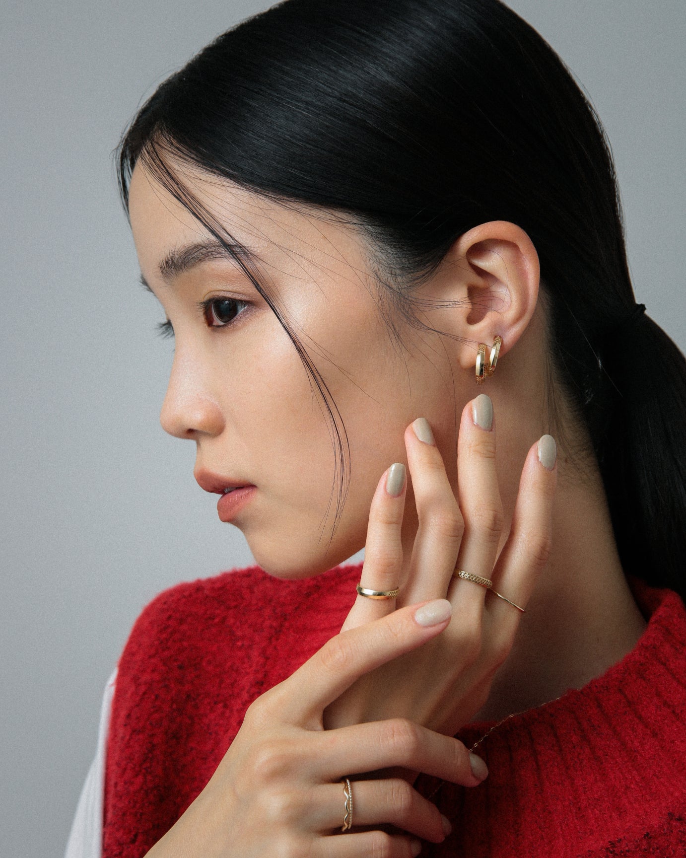 K10 bamboo hoop post pierced earring<br> バンブー フープポストピアス