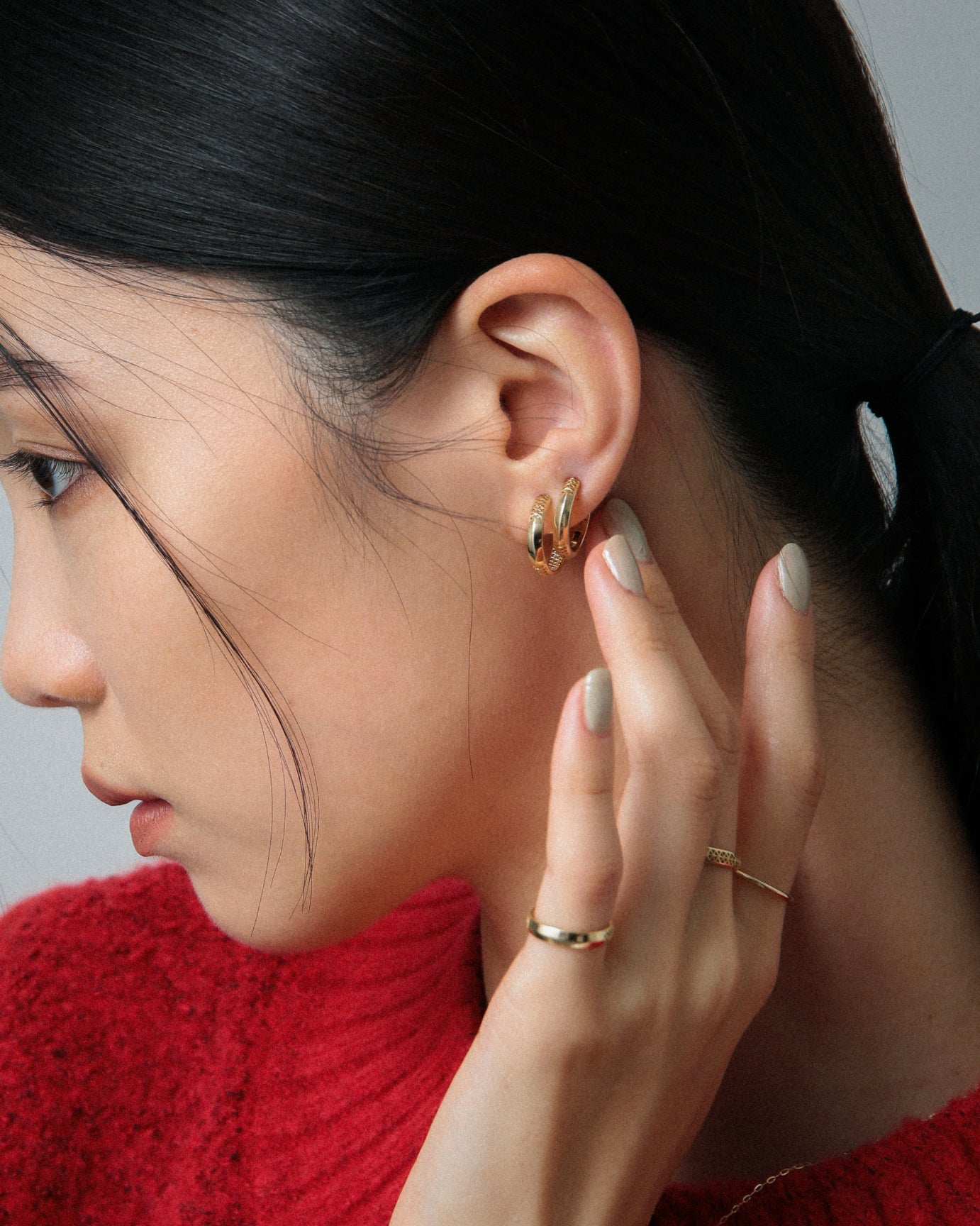 K10 bamboo hoop post pierced earring<br> バンブー フープポストピアス