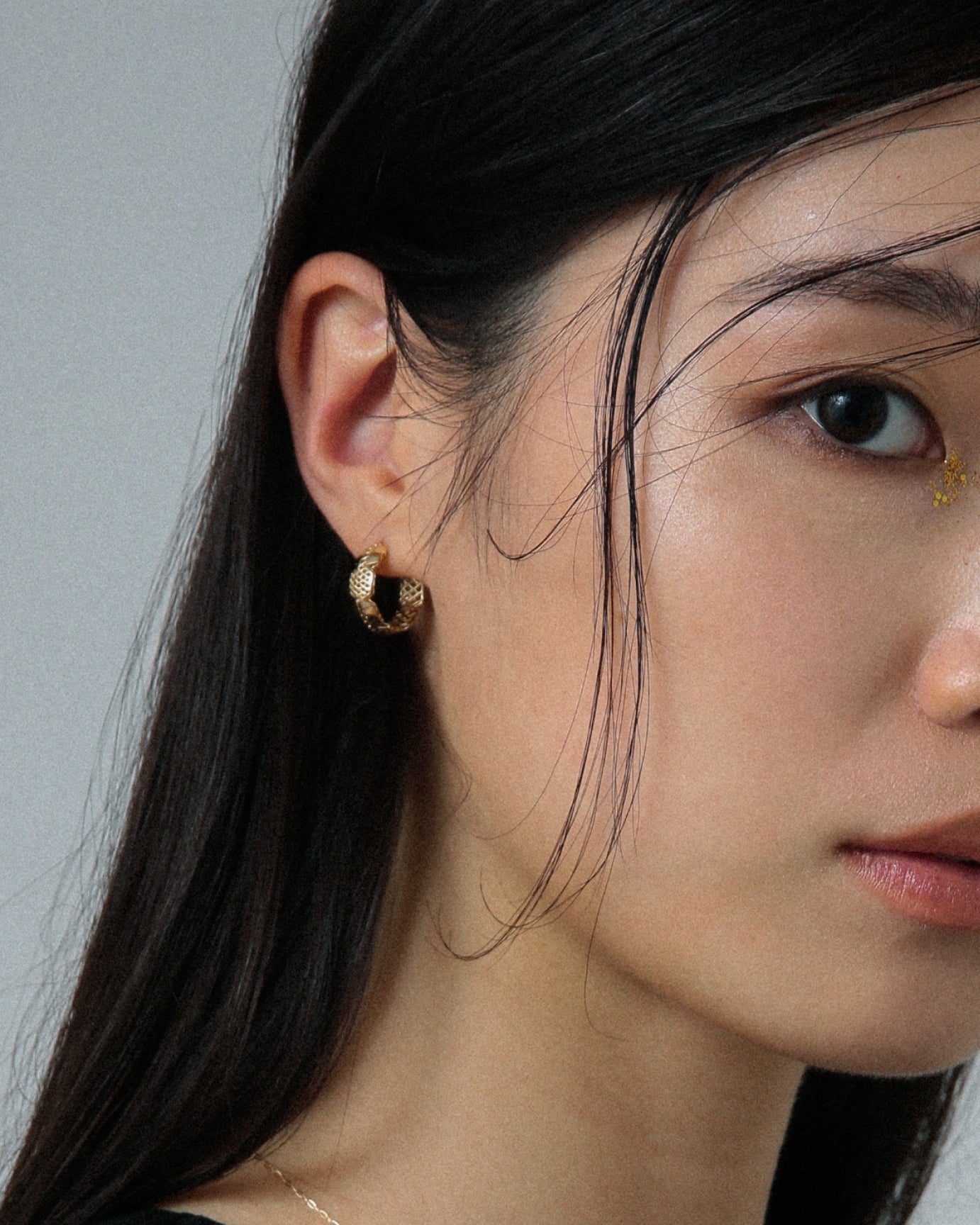 K10 X bamboo hoop post pierced earring <br>クロスバンブー フープポストピアス