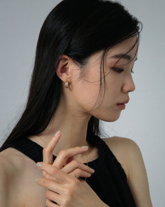 K10 X bamboo hoop post pierced earring <br>クロスバンブー フープポストピアス