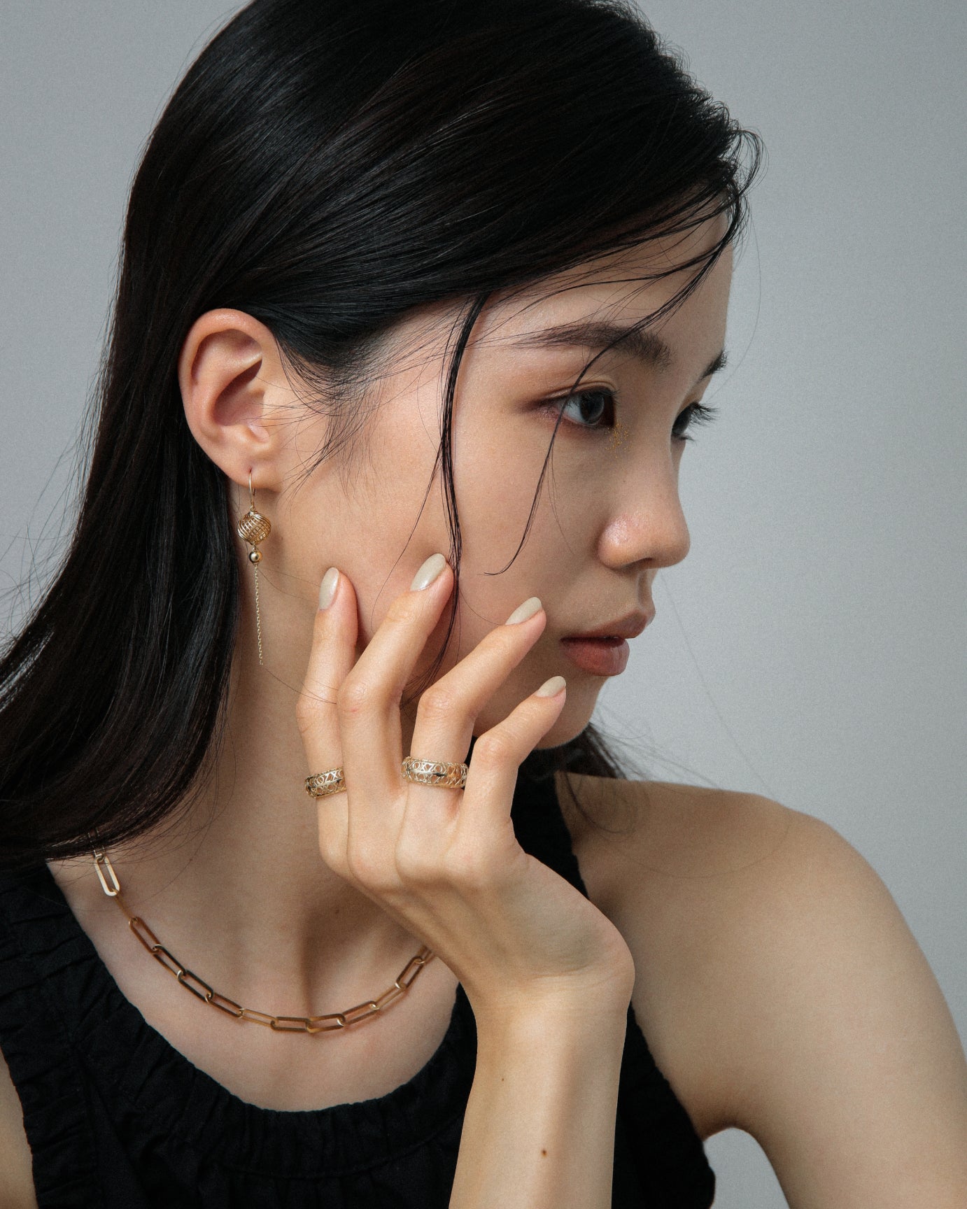 lantern drop chain pierced earring<br>ランタン ドロップチェーンピアス