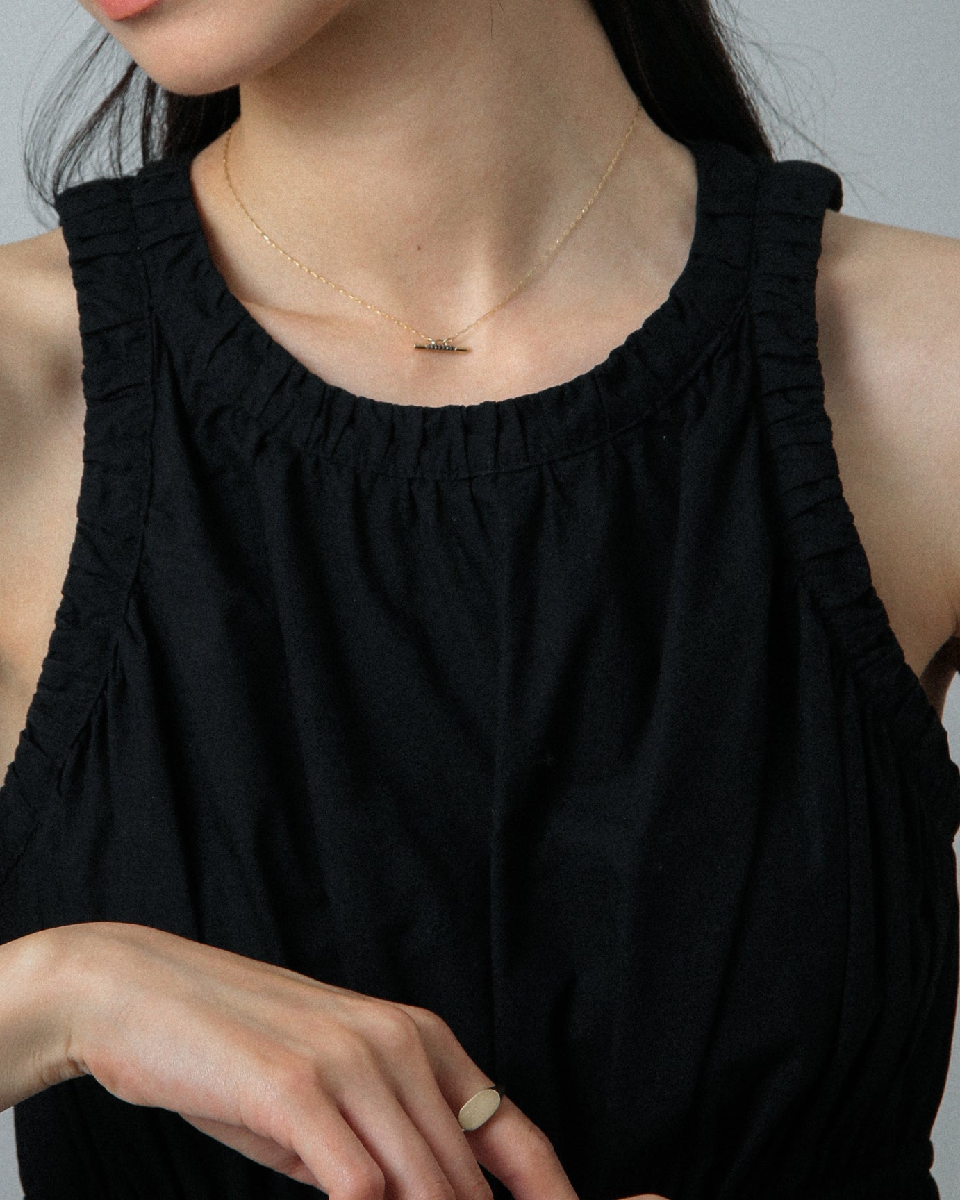 K10 black diamond bar charm necklace<br>ブラックダイヤ バー ネックレス